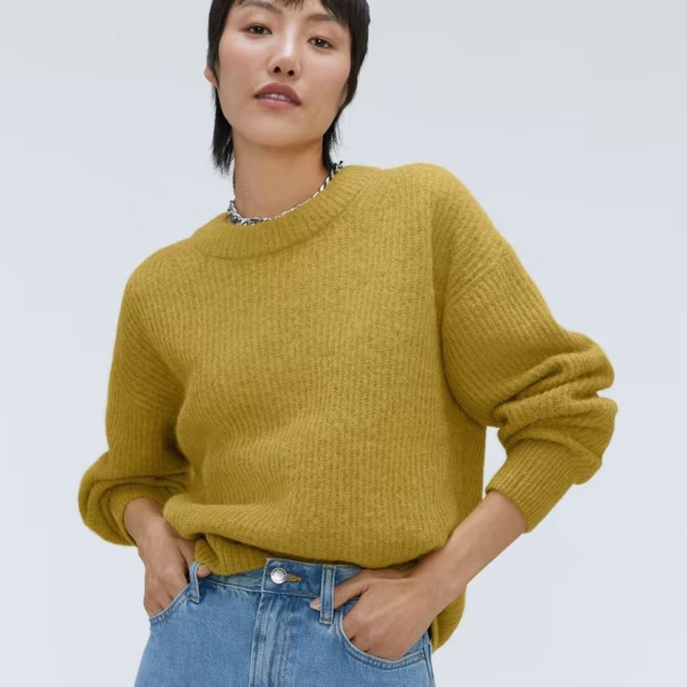 NEW Everlane Alpaca Crew Neck Sweater Golden Palm XS